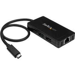 Hub USB 3.0 de 3 portas Startech com USB-C e Gigabit Ethernet, 5 Gbps, com adaptador de energia