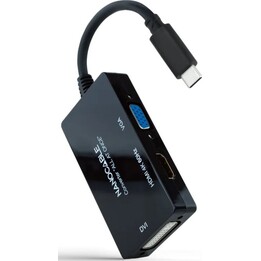 Nanocable Convertitore USB-C a HDMI/DVI/VGA 20 cm Nero