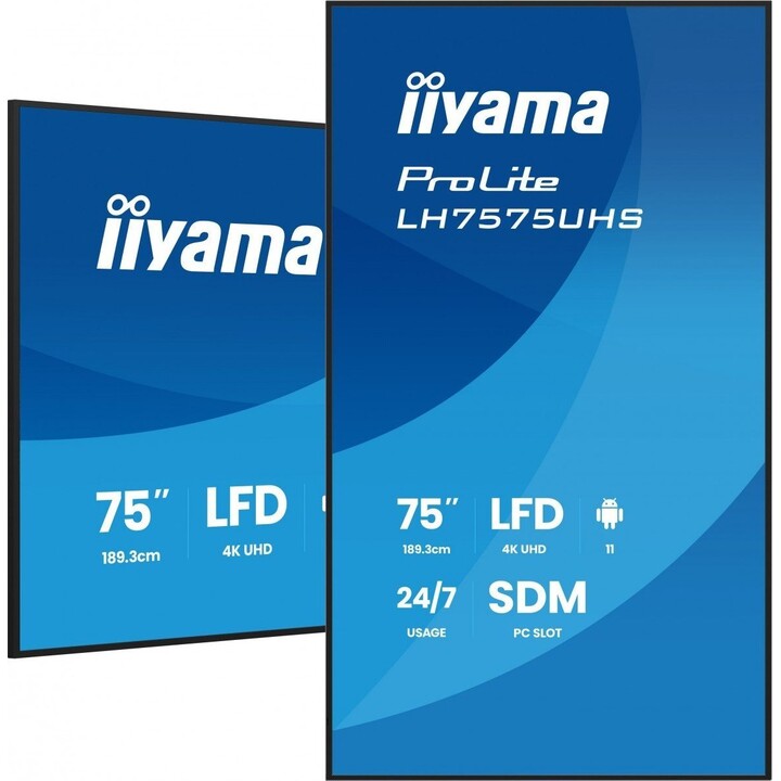 Ecrã IIYAMA Prolite de 75 polegadas, 4K Ultra HD, IPS, Android, 24/7, 3840×2160