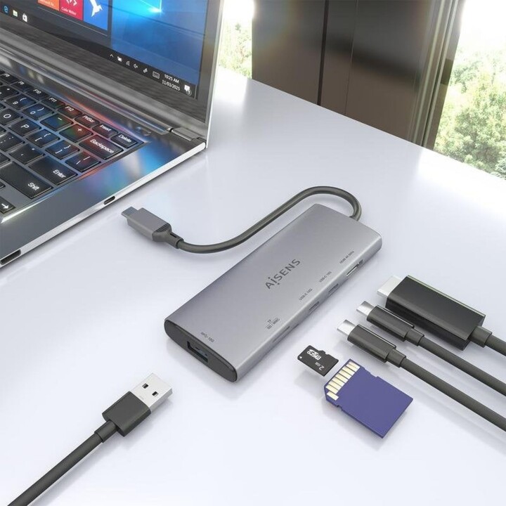 Aisens Docking USB Type-C 1xHDMI 4K/ 1xUSB/ 2xUSB Type-C/ 1xCard Reader/ Gray