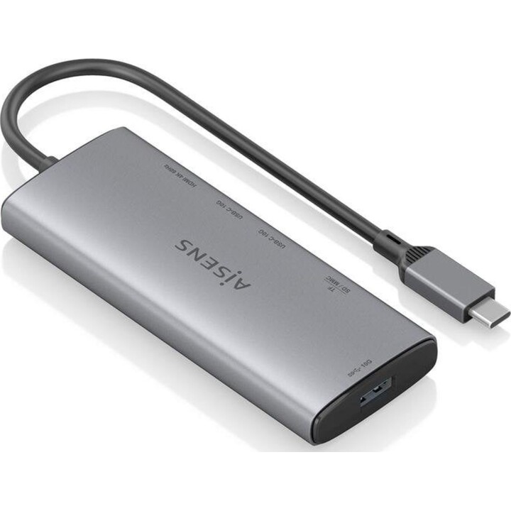 Aisens Docking USB Tipo-C 1xHDMI 4K/ 1xUSB/ 2xUSB Tipo-C/ 1xLector de Tarjetas/ Gris