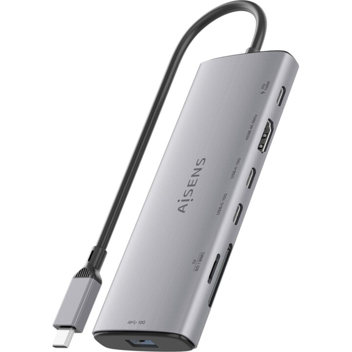 Aisens Usb-C Dock 7 em 1, Usb-C A 1xhdmi, 1xusb-A 10g, 2xusb-C 10g, 1xsd, 1xmicro Sd, 1xusb-C Pd 100w