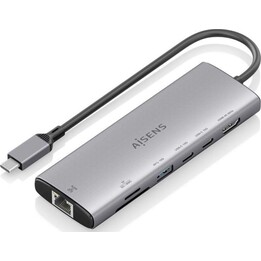 Dock USB-C Aisens ASUC-7P032-GR 7 en 1 HDMI 4K RJ45 USB-A y C Lector SD Gris