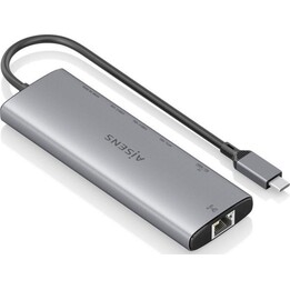 Aisens ASUC-8P033-GR 8 in 1 USB-C Dock, 4K HDMI, RJ45, USB-A, USB-C PD 100W, Aluminum