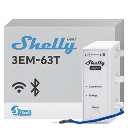 Shelly 3EM-63T Gen3, Smart Energy Meter WiFi & Bluetooth, White
