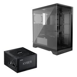 Caja de PC ADATA XPG Invader X Midi-Tower sin ventilador, color negro + fuente de alimentación Kyber de 750 W