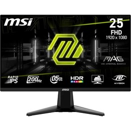 Monitor LCD|MSI|MAG 255F E20|24.5"|Gaming|Mate|Panel IPS|1920x1080|16:9|200Hz|0.5 ms|Color Negro|MAG255FE20