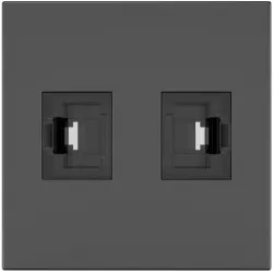 Módulo passivo preto Kramer Room Connectivity com 2 portas de entrada RJ45. 2 saídas fêmea Cat6a - MD-2RJ45(B) (80-000373)