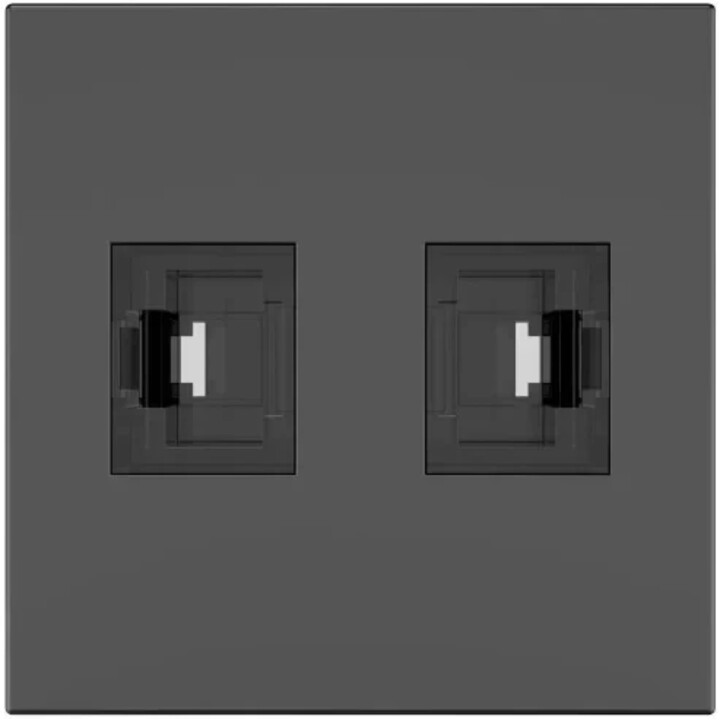 Módulo passivo preto Kramer Room Connectivity com 2 portas de entrada RJ45. 2 saídas fêmea Cat6a - MD-2RJ45(B) (80-000373)