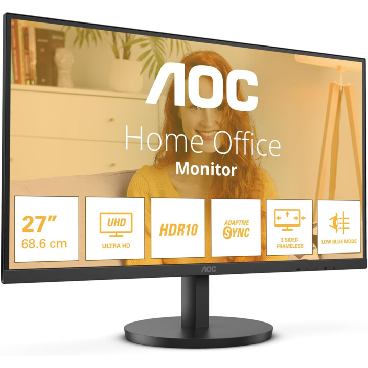 AOC U27B3M 27" Monitor UHD, HDR10 (3840 x 2160, 4K, 60 Hz, 2 HDMI, DisplayPort) Black