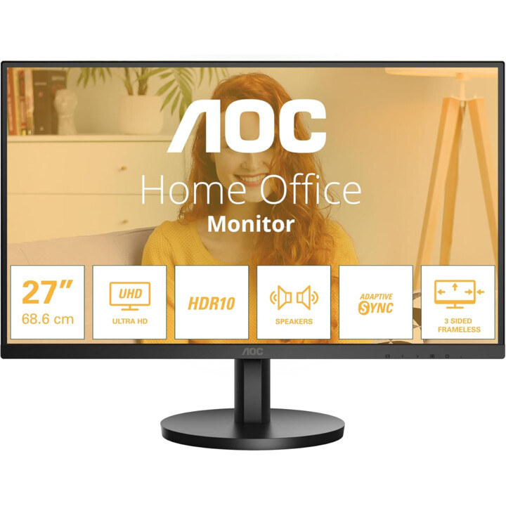 Monitor UHD AOC U27B3A da 27 pollici, 60 Hz, pannello IPS, 4 ms GtG, sincronizzazione adattiva, HDR10, altoparlanti