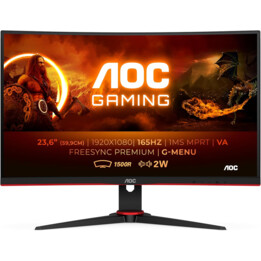 Monitor AOC Gaming C24G2AE/BK de 24" curvo, 1500R, Full HD, 165 Hz, 1 ms, VA, FreeSync Premium