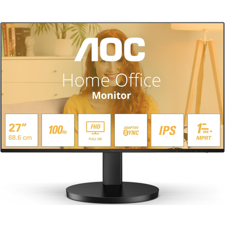Monitor AOC 27B3CA2 27 polegadas FHD, 100 Hz, IPS, 1 ms MPRT, sincronização adaptativa, alto-falantes (1920 x 1080, 1x HDMI 1.4,