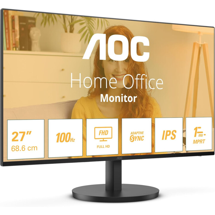 Monitor AOC 27B3CA2 27 polegadas FHD, 100 Hz, IPS, 1 ms MPRT, sincronização adaptativa, alto-falantes (1920 x 1080, 1x HDMI 1.4,
