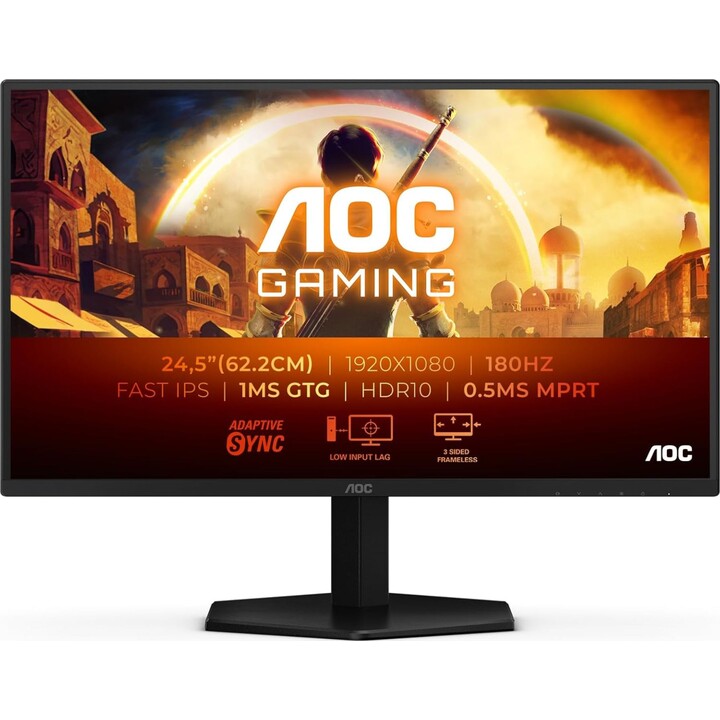 AOC 25G42E Monitor Gaming 25" FHD, 180 Hz, Fast IPS, 1 ms GtG, HDR10, Adaptive Sync., negro