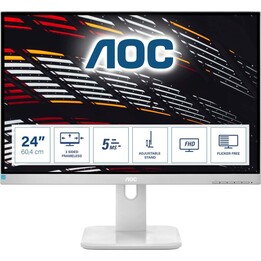 AOC 24P1/GR Monitor 24 Pulgadas FHD, 60Hz, IPS, 5 ms GtG, Altura ajustable, Altavoces, gris