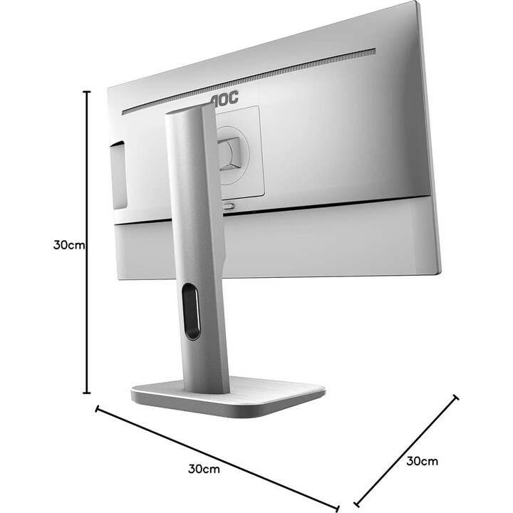 AOC 24P1/GR 24-Zoll-FHD-Monitor, 60 Hz, IPS, 5 ms GtG, höhenverstellbar, Lautsprecher, Grau