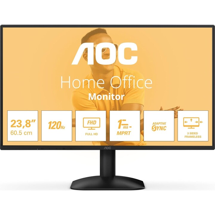 AOC 24B31H Monitor 24" FHD, WLED, 120 Hz, IPS, 1 ms MPRT, Adaptive Sync., Blue Light, color negro