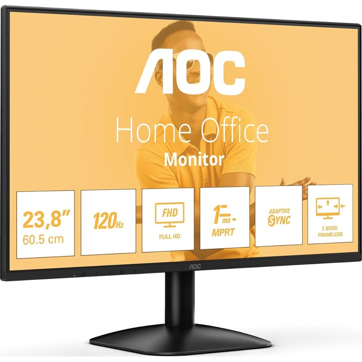 AOC 24B31H Monitor 24" FHD, WLED, 120 Hz, IPS, 1 ms MPRT, Adaptive Sync., Blue Light, color negro