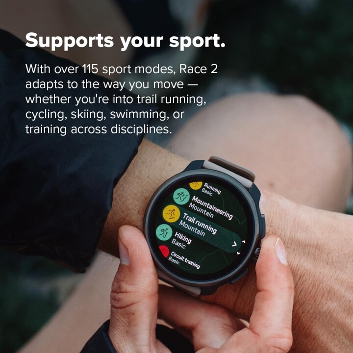 SUUNTO Race 2 GPS Sport Watch, écran tactile AMOLED de 1,5 pouce, design plus élégant et plus léger, 115+ modes sport, noir tita