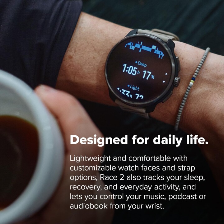 SUUNTO Race 2 GPS-Sportuhr, heller 1,5-Zoll-AMOLED-Touchscreen, schlankeres und leichteres Design, 115+ Sportmodi, Titanschwarz