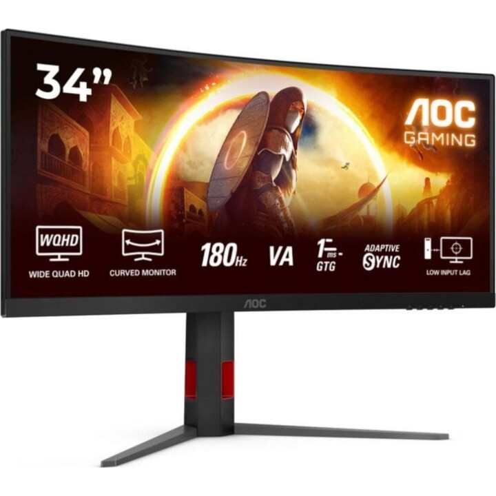 AOC Monitor CU34G4 34" Curved WQHD 3440x1440 180Hz HDR10 Fast VA 1ms Black