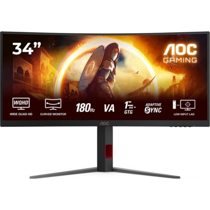 AOC Monitor CU34G4 34" Curved WQHD 3440x1440 180Hz HDR10 Fast VA 1ms Black