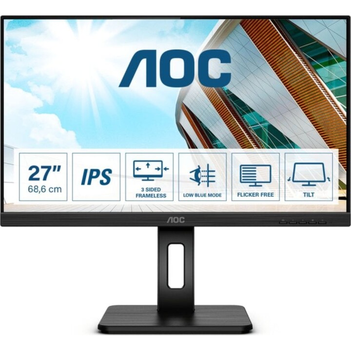 Monitor AOC 27P2Q 27 pollici FHD, 75 Hz, IPS, 4 ms GtG, Adaptive Sync., Altezza regolabile, Altoparlanti