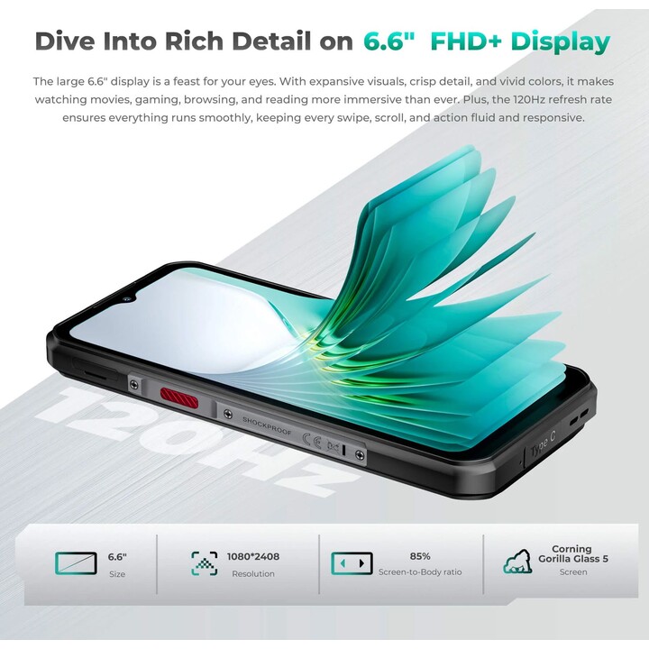 Oukitel WP62 5G, 8GB 256GB, Pantalla 6.58 AMOLED FHD+, 11000mAh, Negro