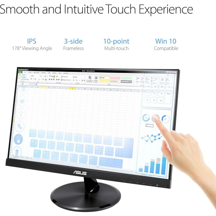 Monitor touch ASUS VT229H da 21,5 pollici 1080P IPS Eye Care a 10 punti con HDMI