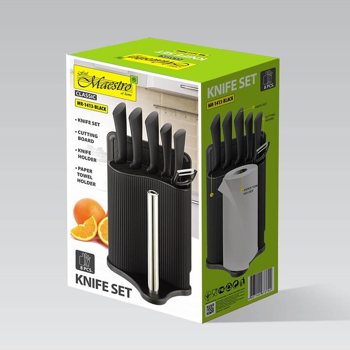 MAESTRO MR-1413 Set di utensili da cucina Set di coltelli (MR-1413-BLACK) Nero