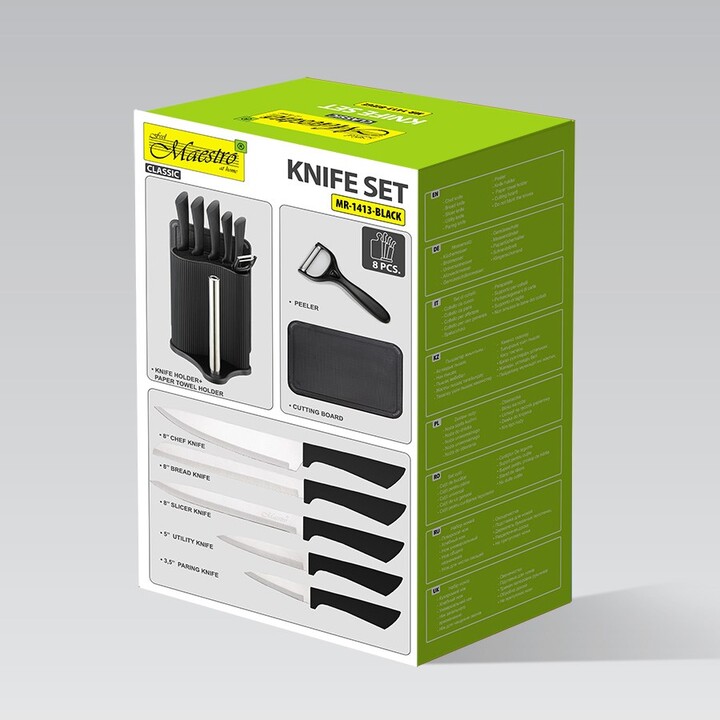MAESTRO MR-1413 Set di utensili da cucina Set di coltelli (MR-1413-BLACK) Nero