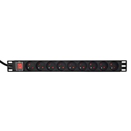 EnerGenie EG-PDU-9F2F Stromverteiler (PDU), 10 C13-Steckdosen, 1 HE, 16 A, C20-Stecker, 2 m Kabel, schwarz