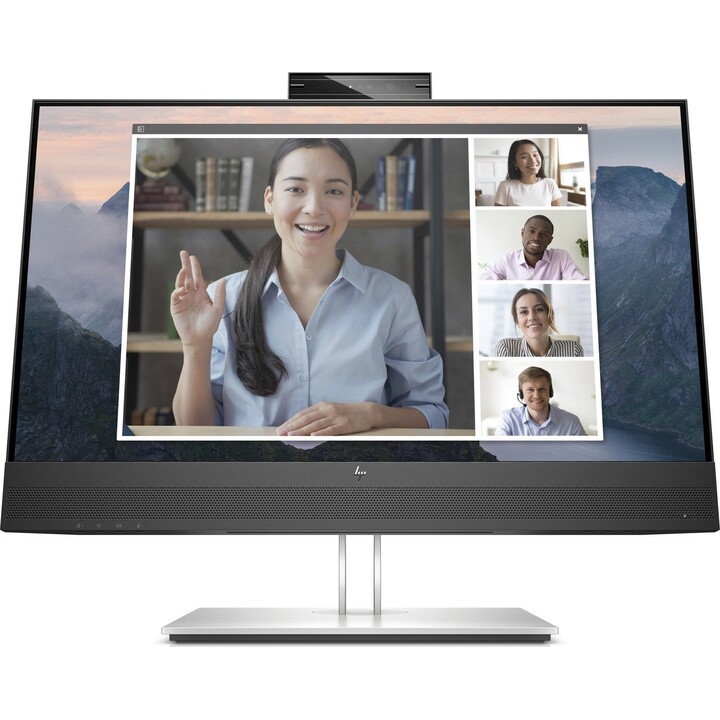 Monitor Hp 23.8" Ips Fhd E24Mv 1920X1080 5Ms Vga Dp Hdmi Webcam Negro, Plata