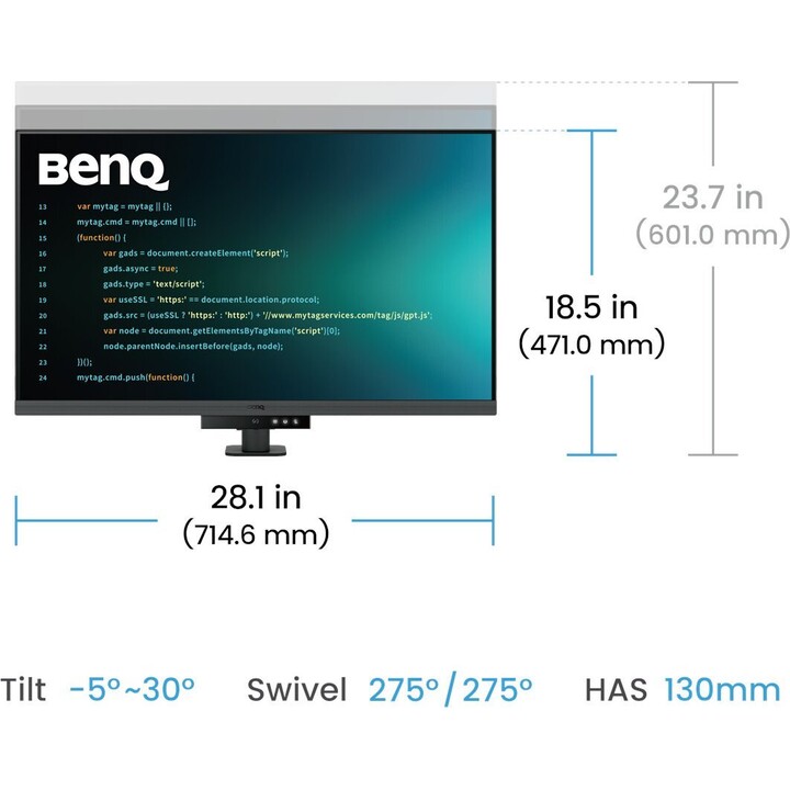 Monitor de programación Benq RD320UA, 31.5", ergo stand