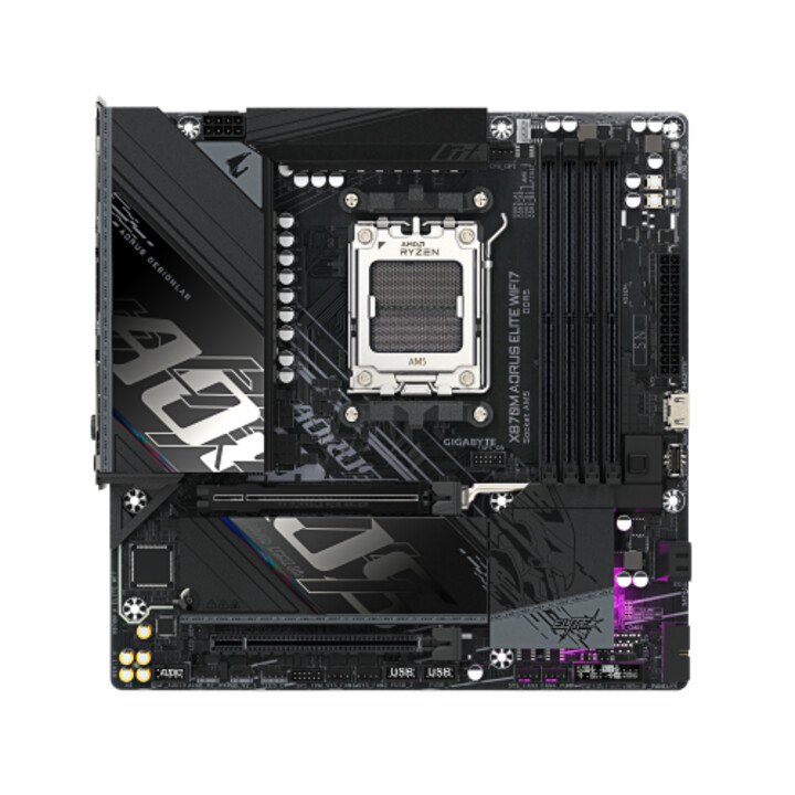 Gigabyte X870m Aorus Elite Wifi7 Motherboard – Compatible with AMD Ryzen 9000 Processors, 14+2+2 Phase Digital VRM, Up to 8200 M