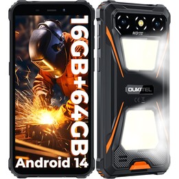 Oukitel G5, 4+12 GB RAM, 128GB/TF 1 TB, 900 lm Dual-Camping-Licht, 6 Displays, 6300 mAh, 13 MP, Dual-SIM, Orange