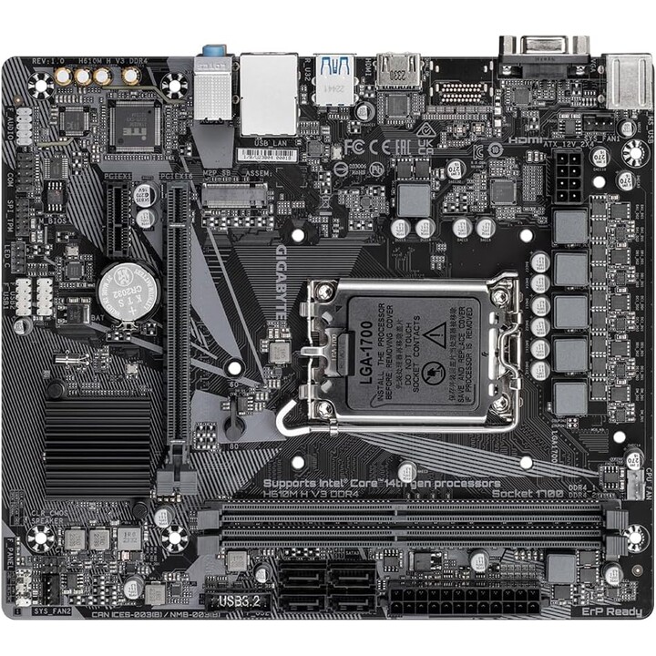 Gigabyte H610m H V3 Ddr4 Motherboard Intel H610 Express Lga 1700 Micro Atx