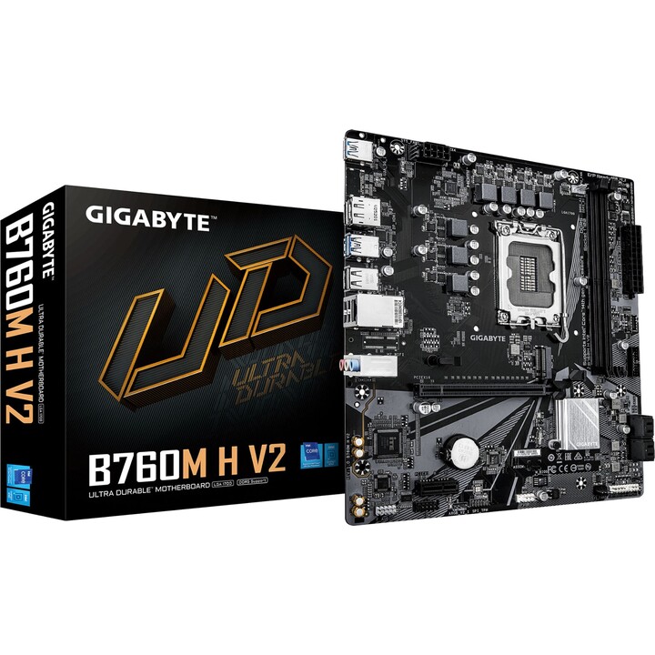 Mainboard|GIGABYTE|Intel B760 Express|LGA1700|Micro-ATX|DDR5-Speicher|2 Speichersteckplätze|B760MHV21.0