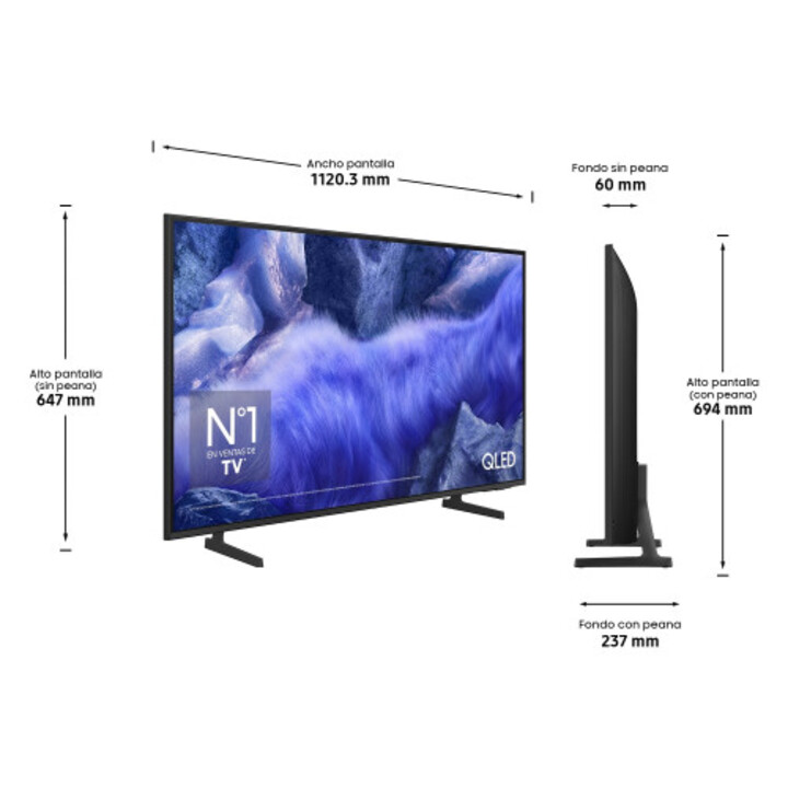 TV Samsung, 50 pollici, Qled TV Qe1f 4k Vision Ai Smart TV 2025, 127 cm, 3840 x 2160 pixel, Qled, Smart TV, Wi-Fi