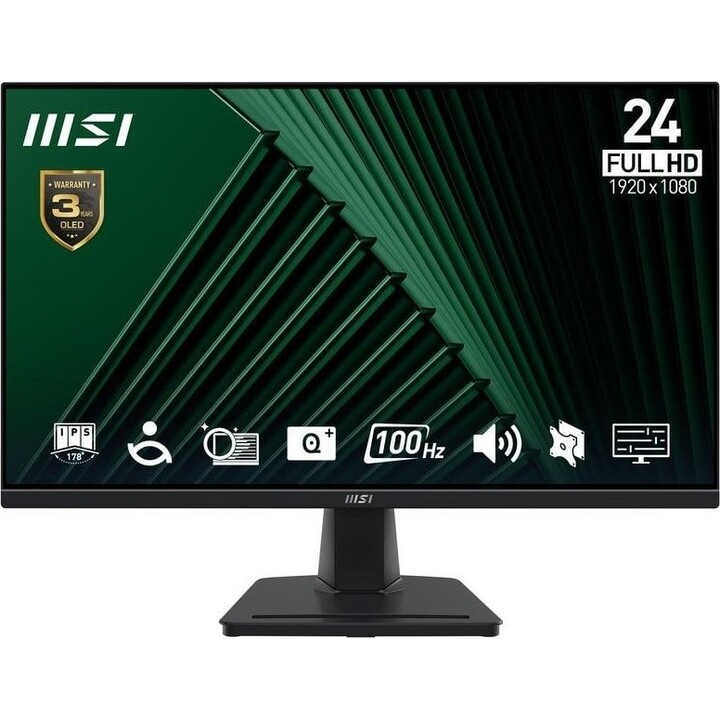 Écran LCD | MSI | PRO MP245G | 23,8 pouces | Professionnel | Dalle IPS | 1920 x 1080 | 16:9 | 100 Hz | 1 ms | Haut-parleurs | PR