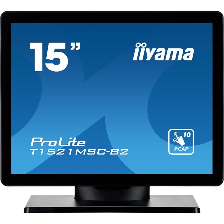 iiyama Prolite T1521MSC-B2 15-inch XGA LED Monitor, 10-point capacitive multi-touch, VGA, HDMI, 7H, IP65, black