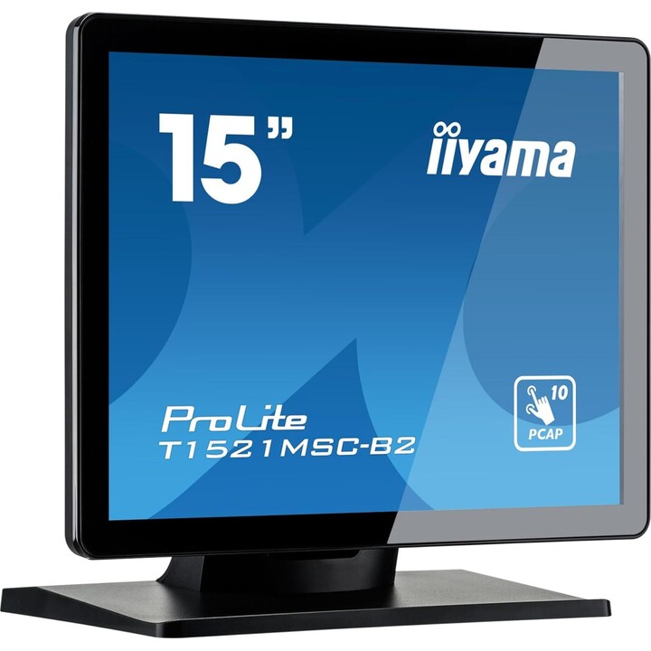 iiyama Prolite T1521MSC-B2 15-inch XGA LED Monitor, 10-point capacitive multi-touch, VGA, HDMI, 7H, IP65, black