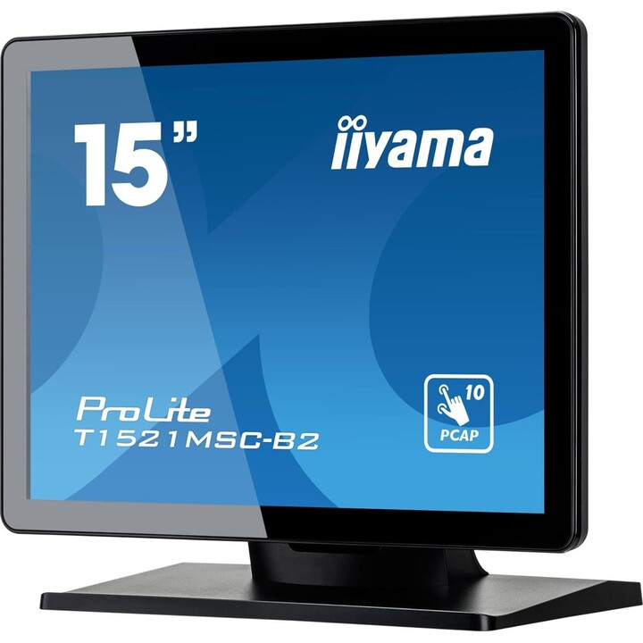 iiyama Prolite T1521MSC-B2 15-inch XGA LED Monitor, 10-point capacitive multi-touch, VGA, HDMI, 7H, IP65, black
