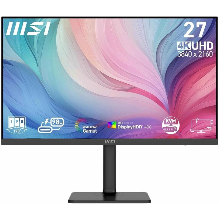 Monitor LCD Msi Modern Md272Uphg 27" Business/4K Matte Ips Panel 3840X2160 16:9 60Hz 4 Ms Speakers Black Color Modernmd272U