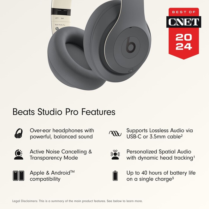 Beats Studio Pro ANC Gris Arena - Auriculares Bluetooth