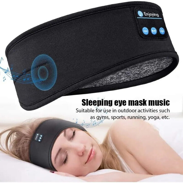 Elastic Headband with Bluetooth Headphones Grey