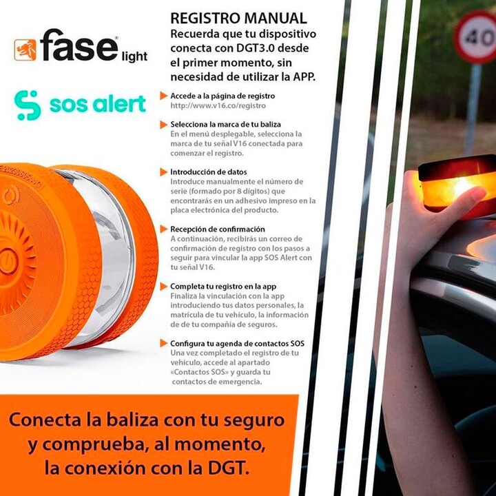 V16 Approved Faselight Emergency Beacon, Flash Light, Visibility + 1 km, IP54, Free Glasses