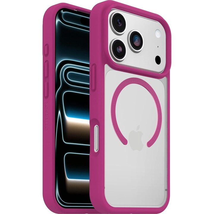 Capa MagSafe Otterbox React Series para iPhone 17 Pro, transparente/rosa
