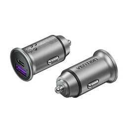 Carregador veicular Vention FFFH0/ 1x USB-C/ 1x USB/ 30W